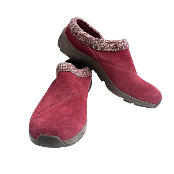 Vionic Arbor Suede Knit Collar Slip On Mule Clog Shoes Burgundy Womens 9 - Picture 1 of 8